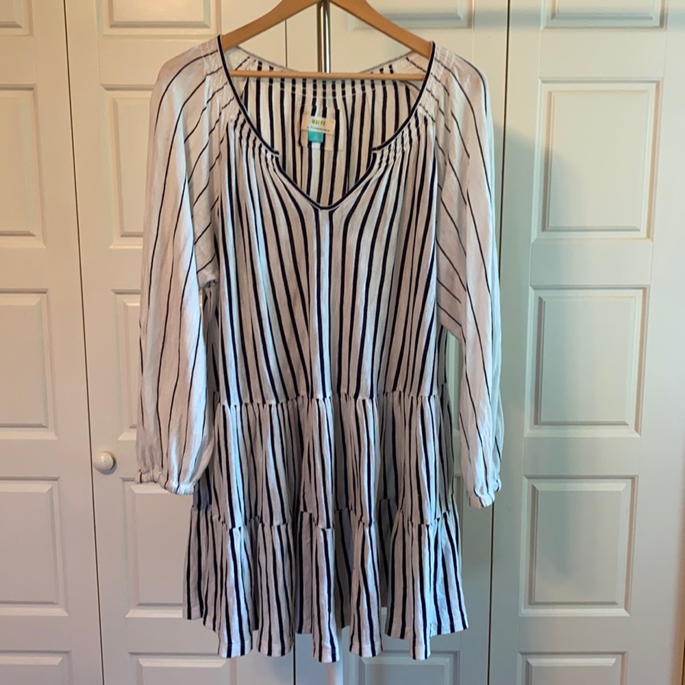 Maeve navy striped tiered tunic